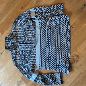 Talbots Abstract Black and White 1/4-Zip Size Lp